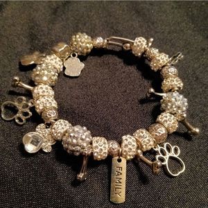 'Fur Babies Are Our Family' Sparkly Bangle Bracelet